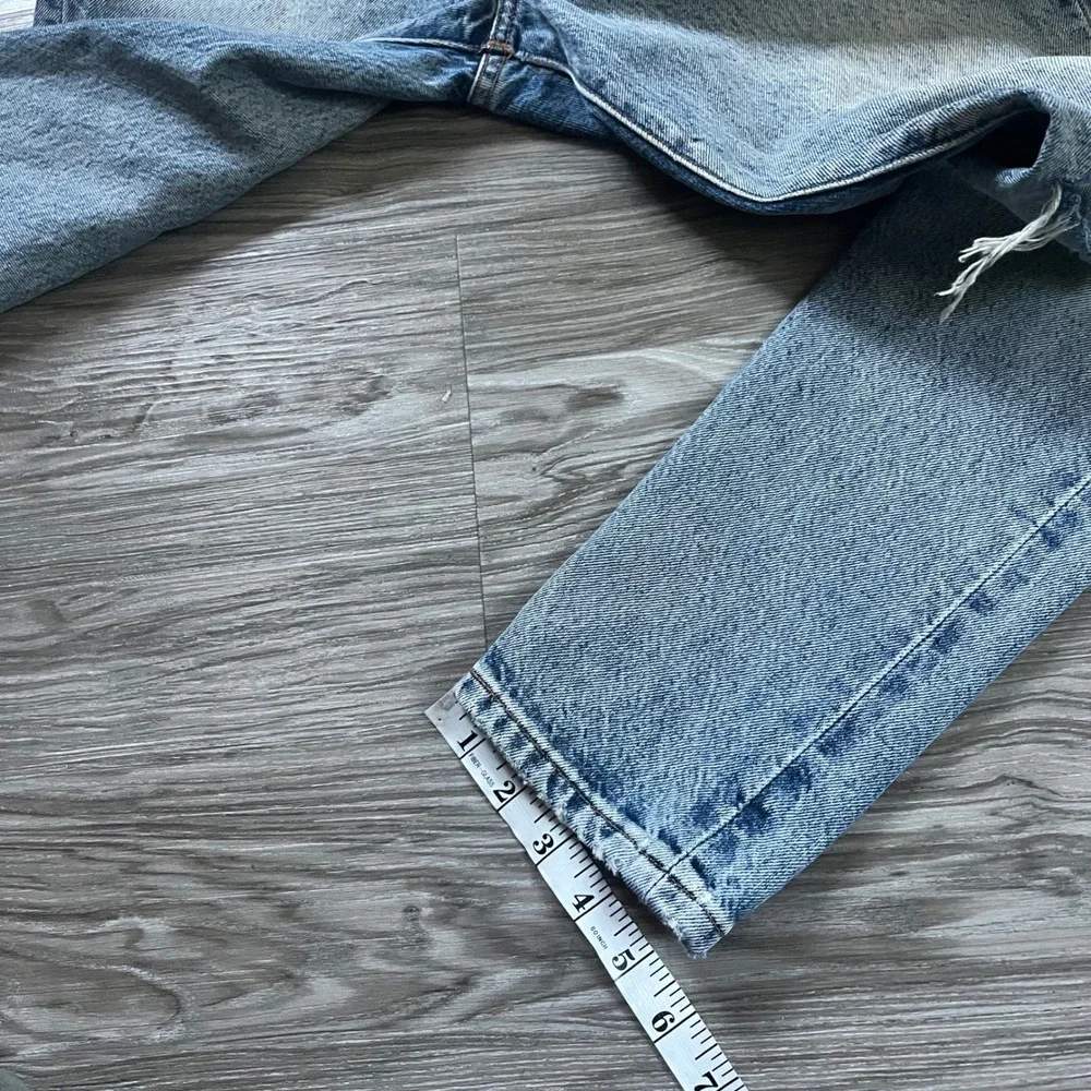 Levis 501 White Oak Cone Denim Selvedge Jeans Light Wash Distressed 26x28 Mens